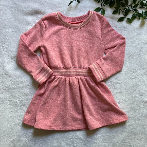 Joe Fresh 3T Long Sleeve Dress Pink Heathered Elastic Waist Kids Dress - Picture 1 of 16